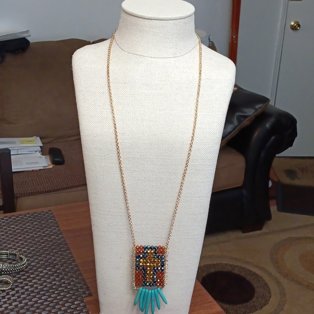 ✝️ Necklace with Turquoise Blue Stones